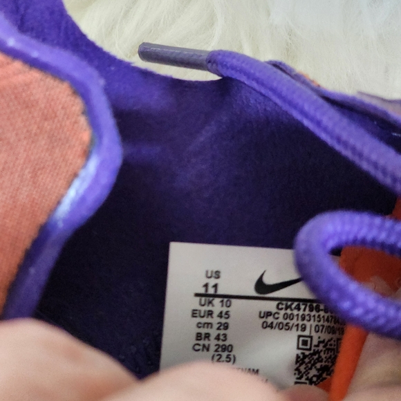 Nike Clemson Orange and Purple Athletic Shoes - Picture 6 of 7